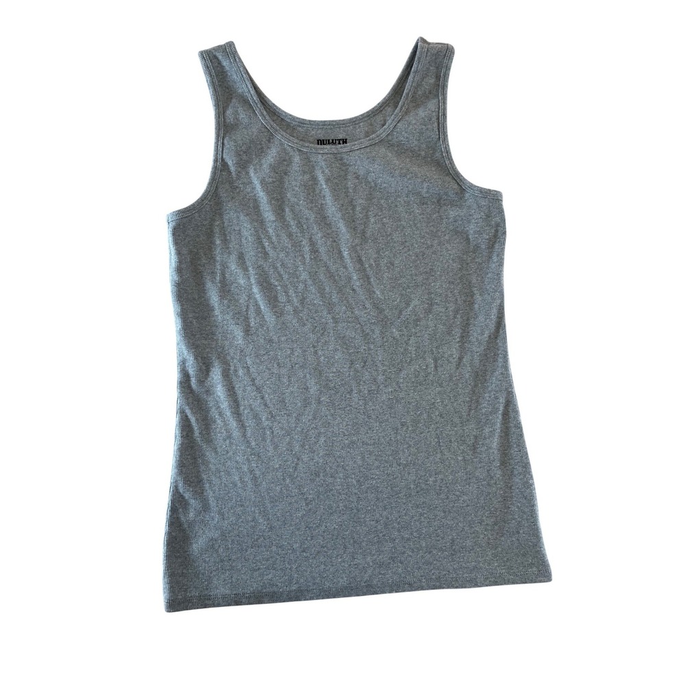 Duluth Trading Co No-Yank Tank Top Womens Medium Gray Ribbed Cotton Blend Scoop